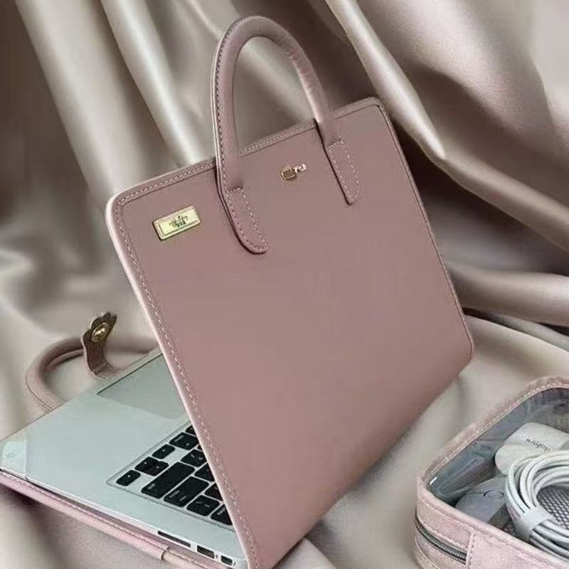 14 Inch Laptop Carry Case with Handles PU Leather Protective Sleeve Cover for
