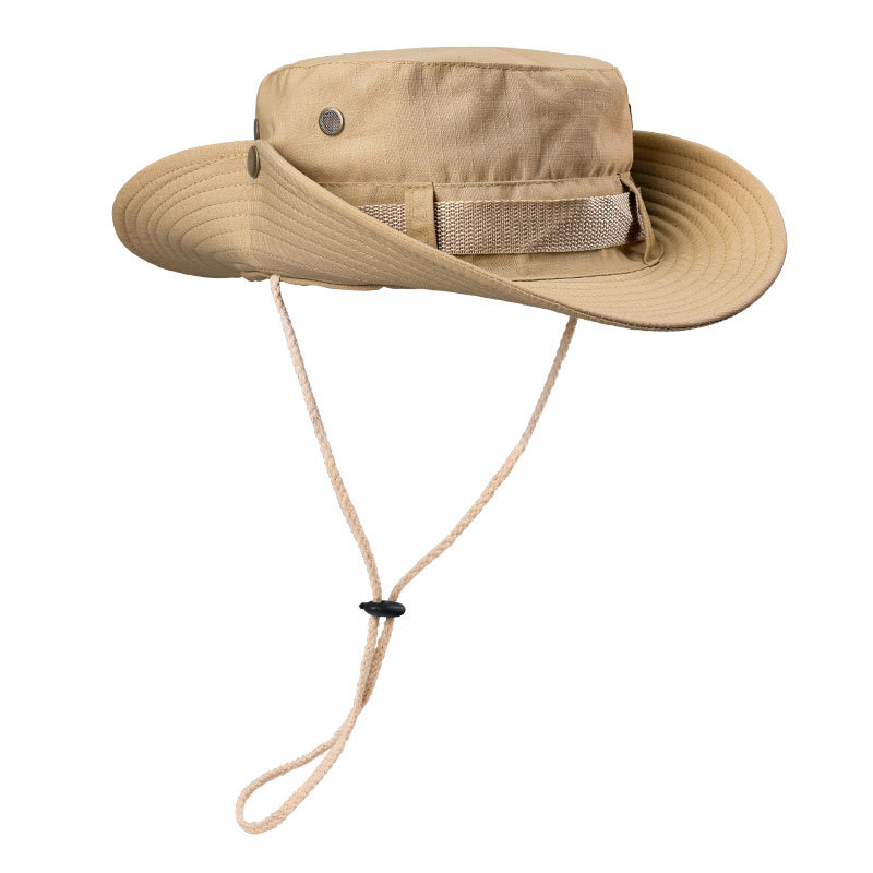 Khaki Foldable Wide Brim Sun Hat Unisex Bucket Safari Cap Adjustable 56-60cm