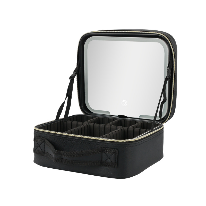 Portable Makeup Case with LED Light Mirror Travel Cosmetic Bag Organiser view 3