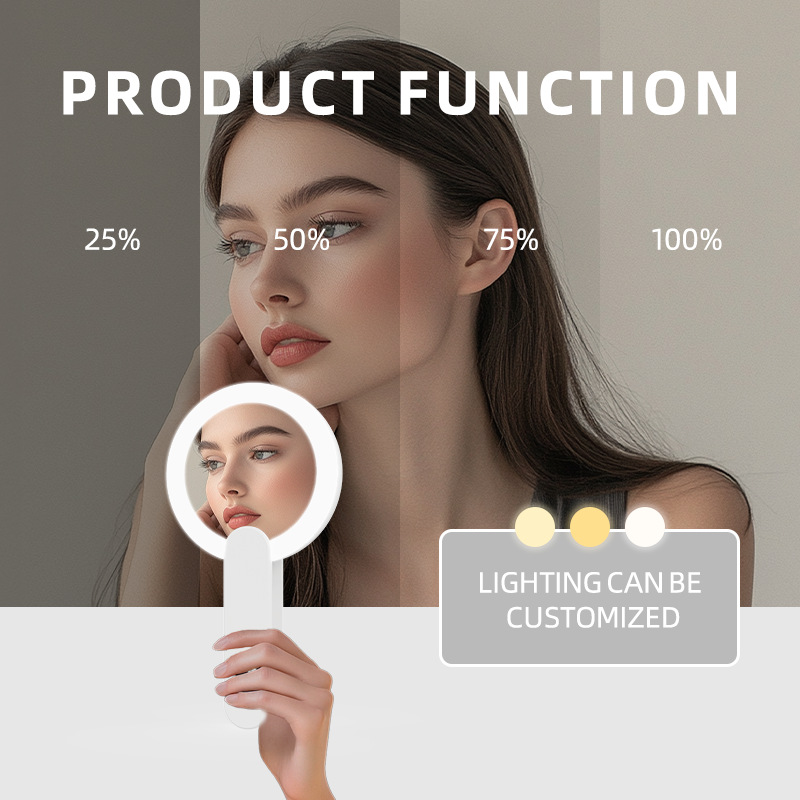 Portable LED Makeup Mirror Foldable Handheld Vanity Light Compact Travel view 4