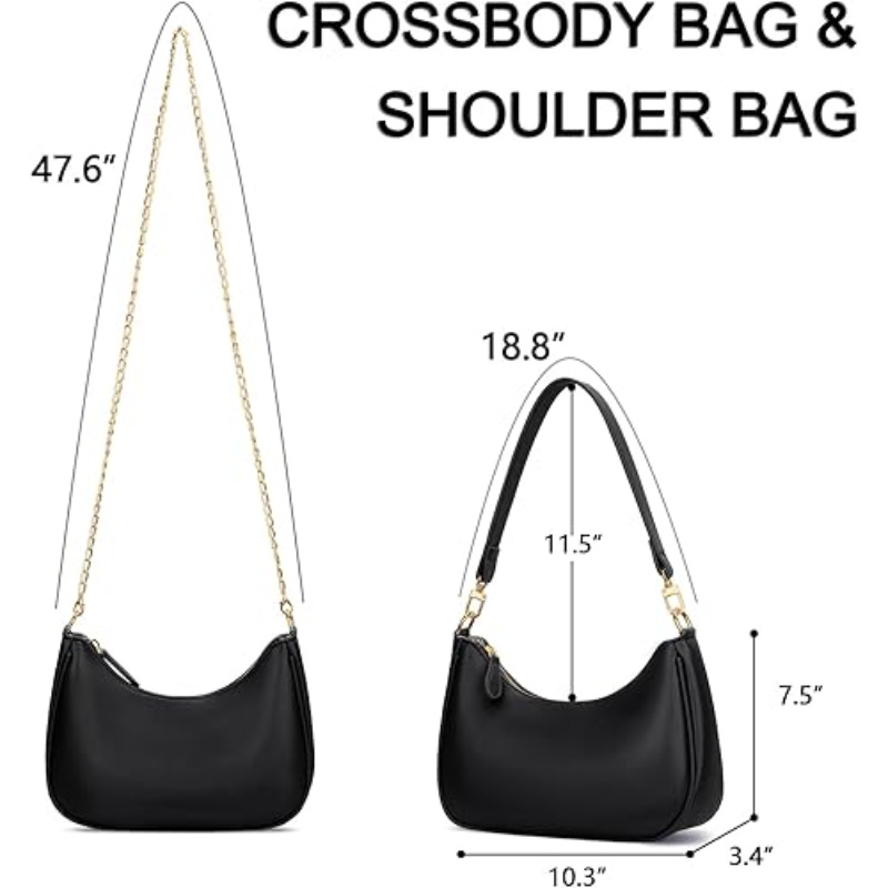 Women's Retro Shoulder Bag Classic 90s Style Underarm Purse Faux Leather view 2
