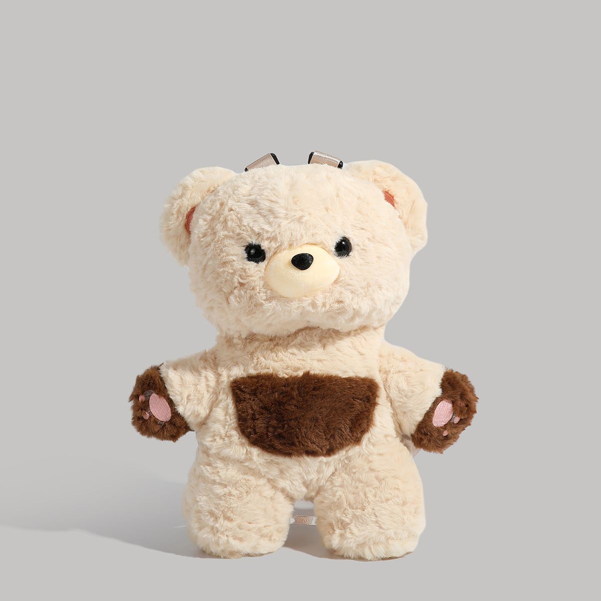 Beige Bear Cute Plush Teddy Bear Backpack Stuffed Animal Rucksack Convertible