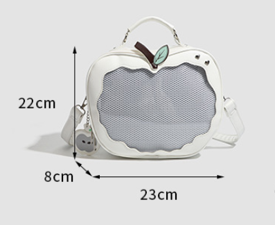 Green Cute Apple Shaped Ita Bag Convertible Backpack Crossbody Purse with Mesh view 2
