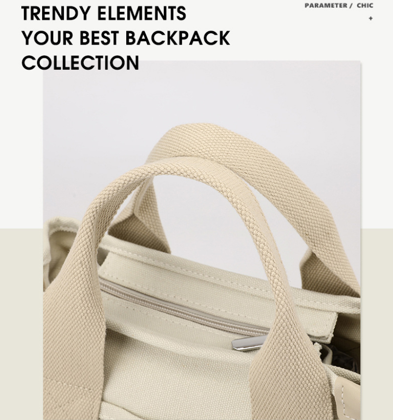 Black Small Canvas Tote Bag Crossbody Lunch Handbag with Adjustable Strap Fits view 3