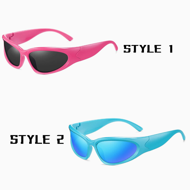 2 Pack Pink+ Blue Sports Sunglasses Men Small Frame Cycling Glasses Anti-Glare