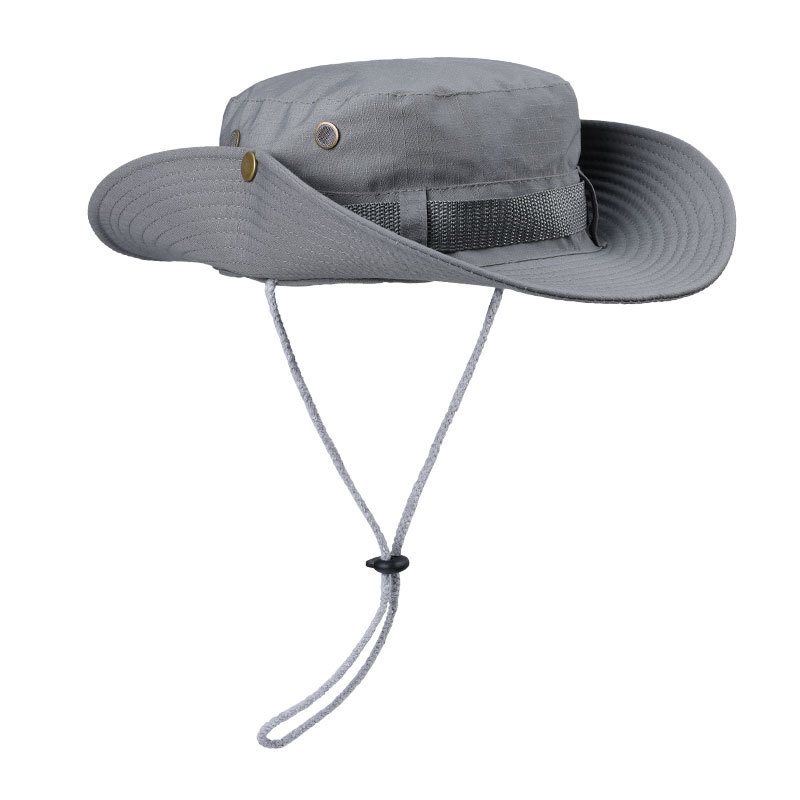 Grey Foldable Wide Brim Sun Hat Unisex Bucket Safari Cap Adjustable 56-60cm