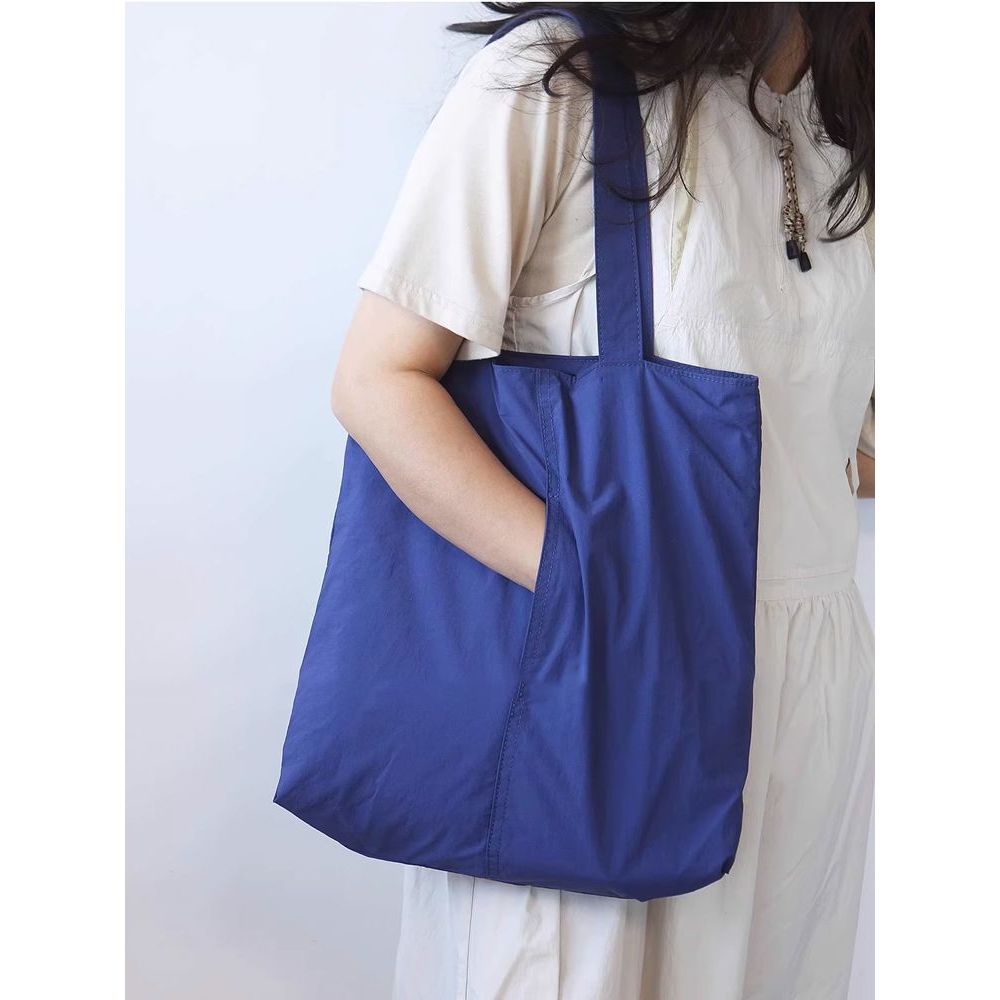 Blue Women's Minimalist Nylon Tote Bag Ultra Lightweight Shoulder Shopper