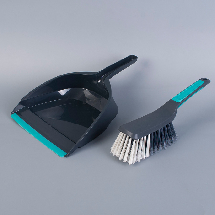 2-Piece Handheld Dustpan and Brush Set Mini Broom with Soft Rubber Lip for