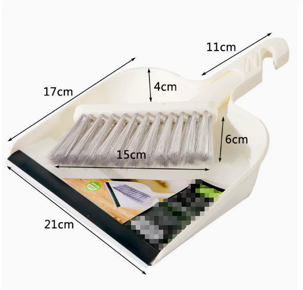 Beige Mini Dustpan and Brush Set Handheld Sweeping Broom with Rubber Lip for view 2