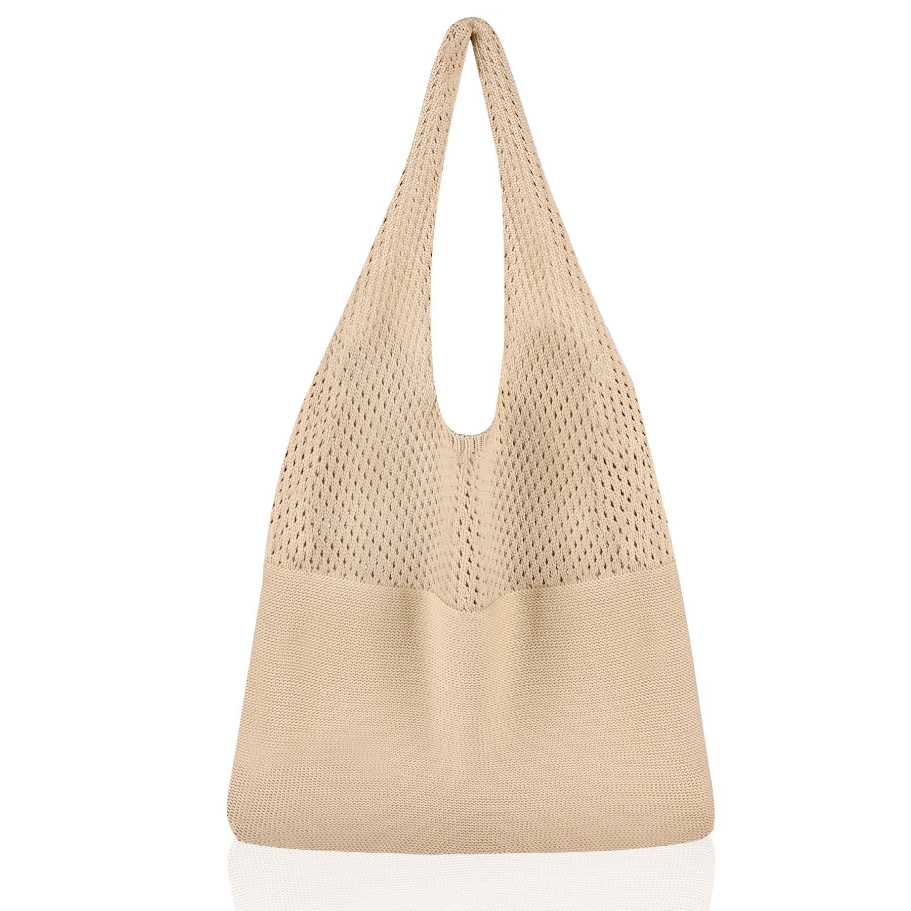 Brown Women's Large Mesh Beach Tote Bag Boho Crochet Shoulder Shopper Reusable