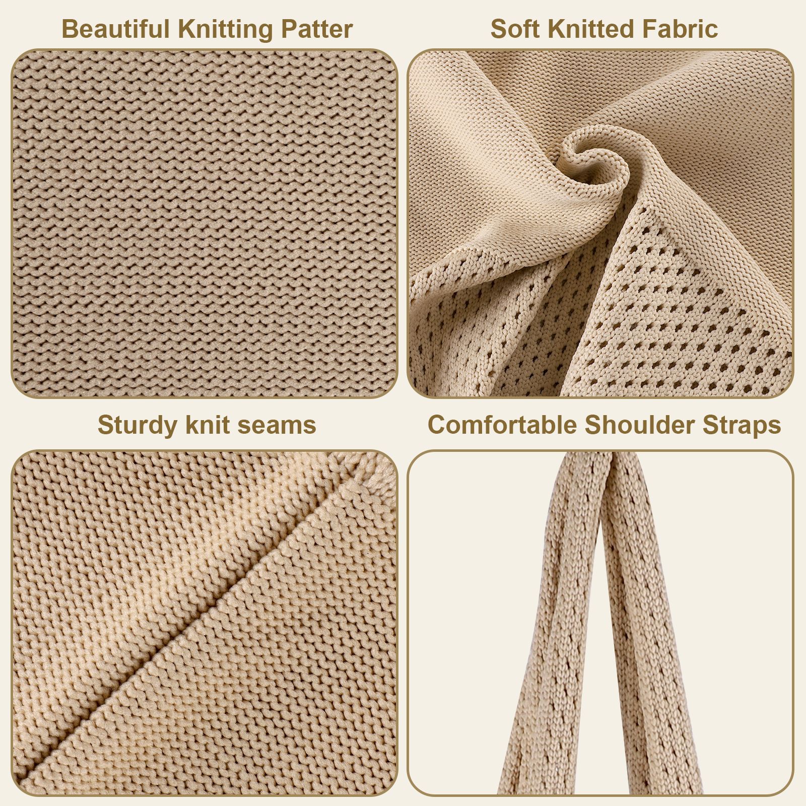 Beige Women's Large Mesh Beach Tote Bag Boho Crochet Shoulder Shopper Reusable view 3