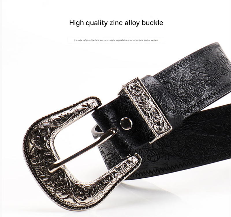 Brown Women's Western Style Embossed Belt 2 Pack Vintage PU Leather Waistband view 3