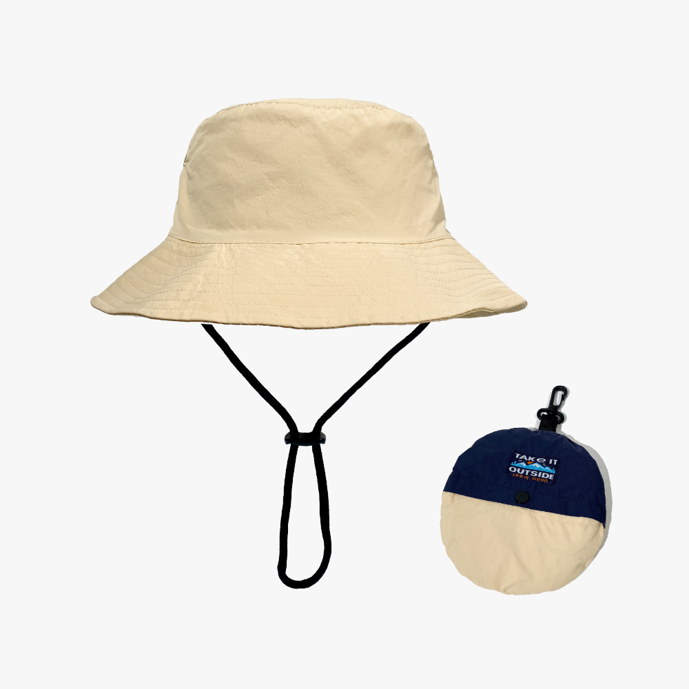 Khaki Foldable Waterproof Bucket Hat Packable Sun Cap Wide Brim with
