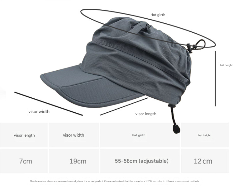 Black Women's Foldable Sun Visor Cap Quick Dry Packable Empty Top Hat view 2