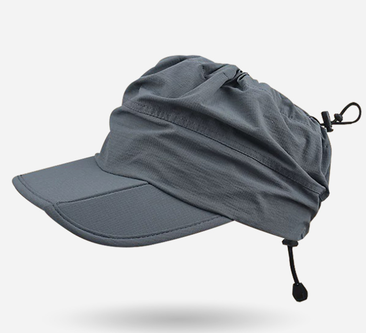 Grey Women's Foldable Sun Visor Cap Quick Dry Packable Empty Top Hat