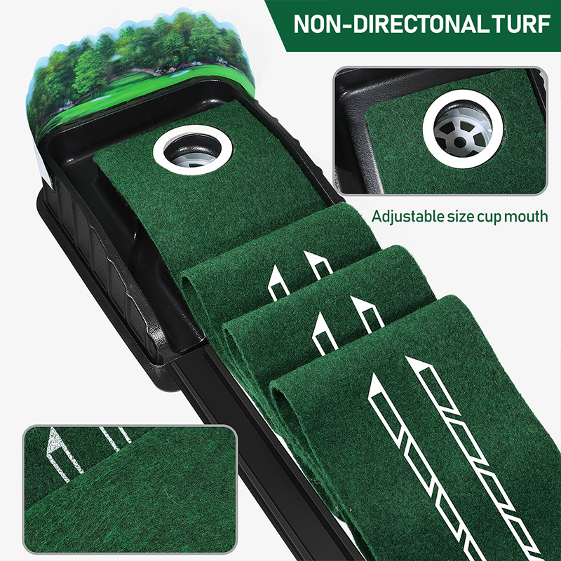 Indoor Golf Putting Mat with Automatic Ball Return System 2.6m Practice Green view 3