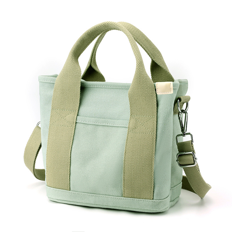 Green Small Canvas Tote Bag Crossbody Lunch Handbag with Adjustable Strap Fits