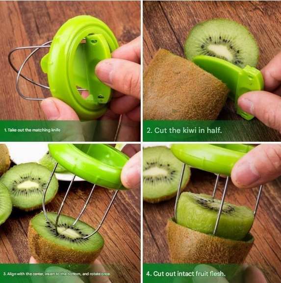 Green 4 Pack Kiwi Fruit Cutter and Peeler Tool with Detachable Knife view 4