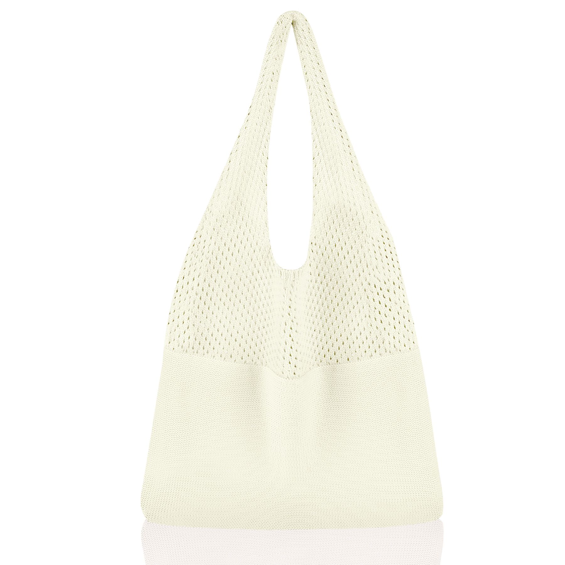 White Women's Large Mesh Beach Tote Bag Boho Crochet Shoulder Shopper Reusable