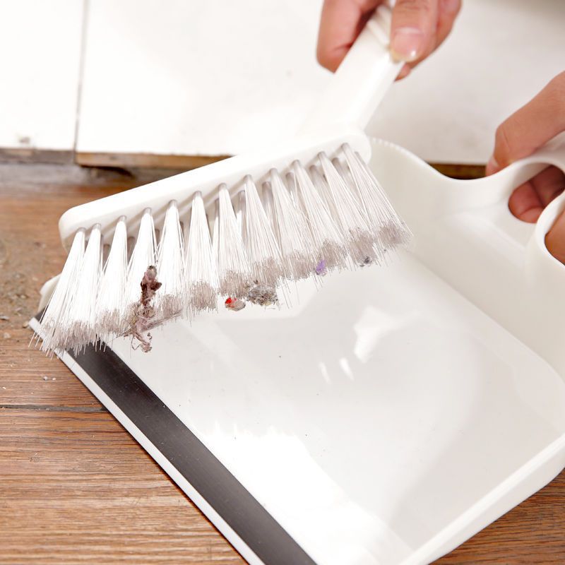 Blue Mini Dustpan and Brush Set Handheld Sweeping Broom with Rubber Lip for view 2