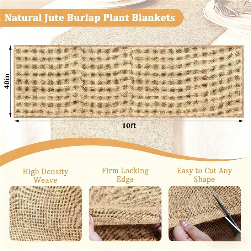 40in x 10ft Natural Jute Burlap Plant Blankets - High Density Winter Frost view 2