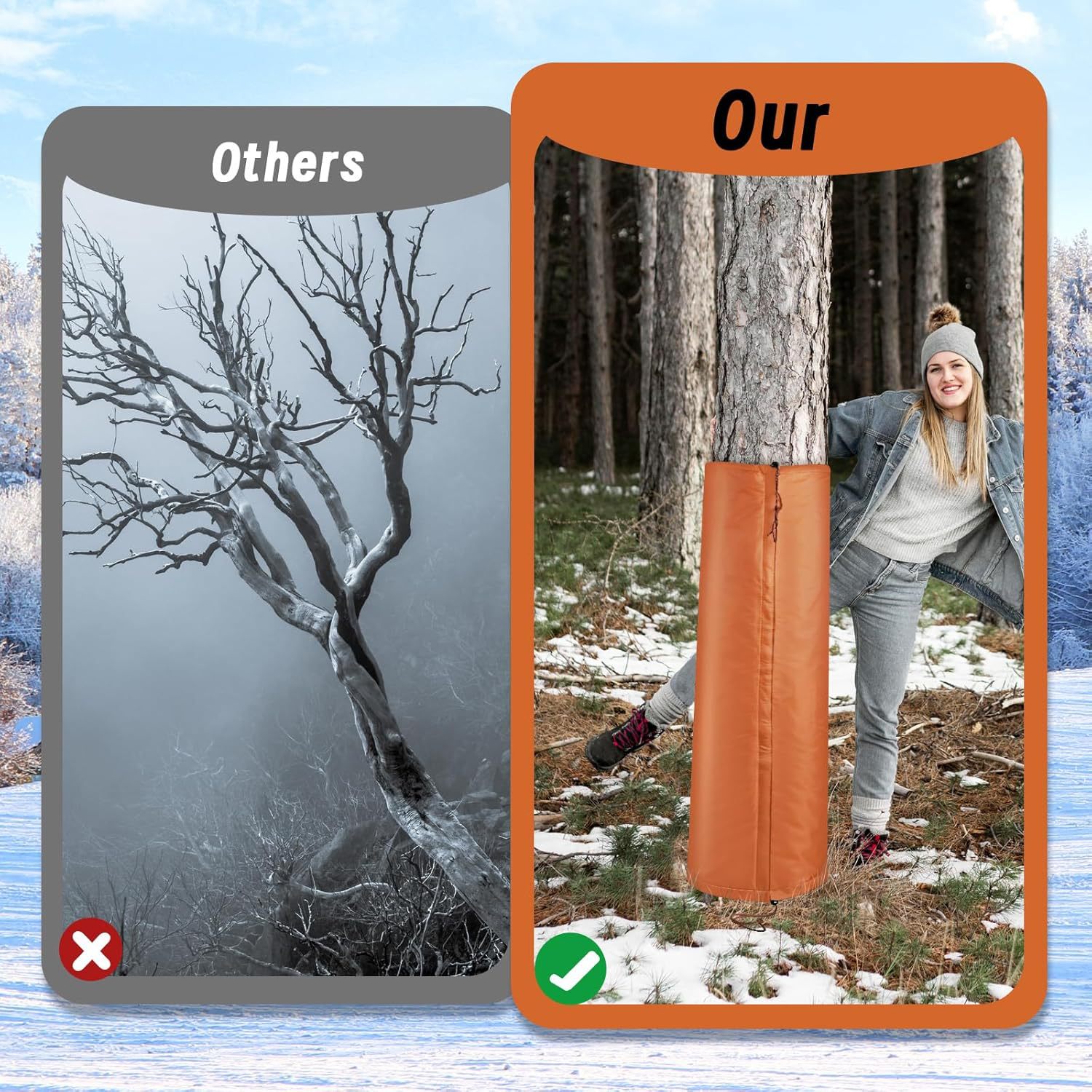 2 Pack Insulated Tree Trunk Protectors 100cm Height Winter Frost Covers for view 3