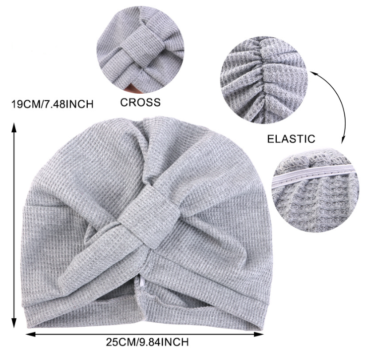 Wine Red 3 Pack Women's Cotton Waffle Knit Turban Headwrap - Thickened Indian view 2