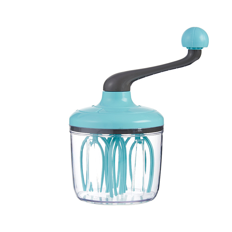 Green-blue Manual Hand-Crank Rotary Egg Beater and Cream Whisk - Large