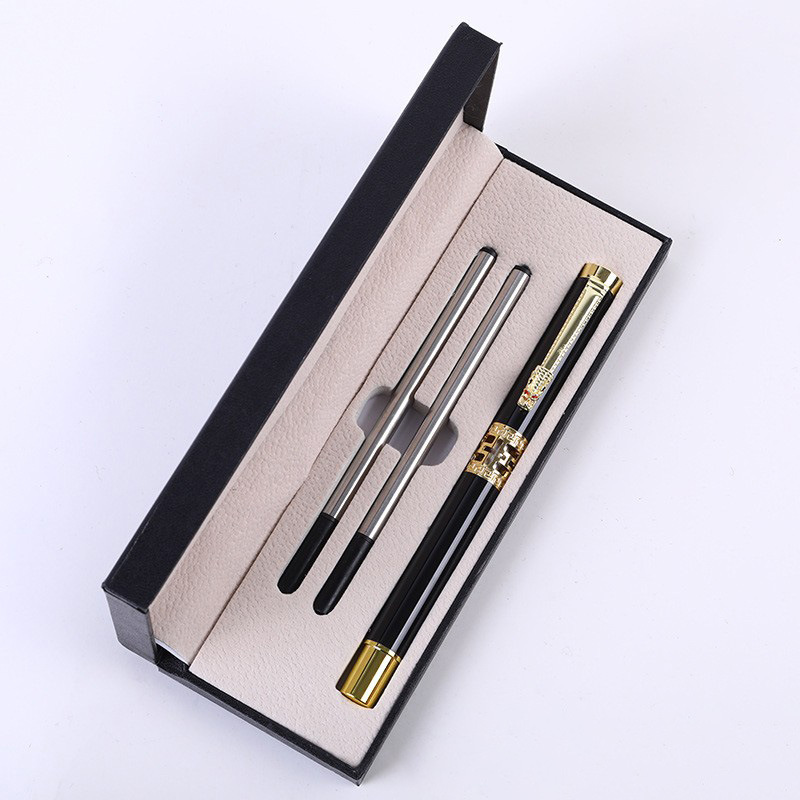Black Two-piece Set Luxury Retro Dragon Head Signature Pen Gift Set - Full — image 1