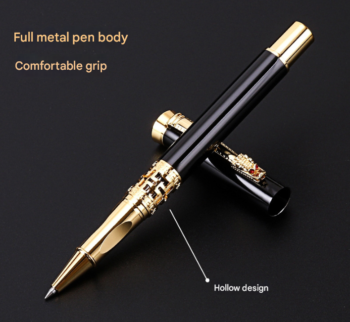 Light Blue Two-piece Set Luxury Retro Dragon Head Signature Pen Gift Set view 3