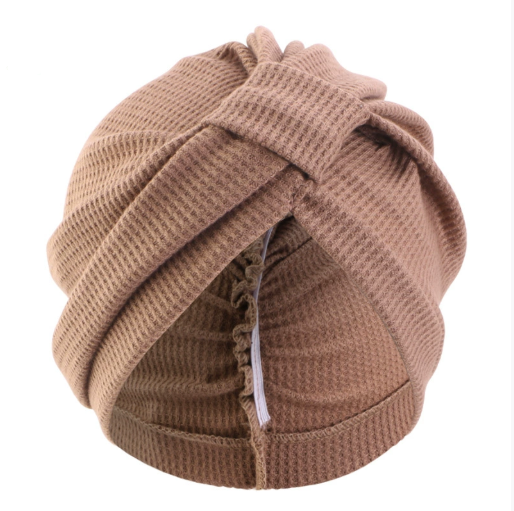 Khaki 3 Pack Women's Cotton Waffle Knit Turban Headwrap - Thickened Indian