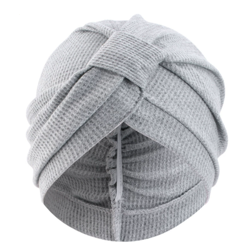 Grey 3 Pack Women's Cotton Waffle Knit Turban Headwrap - Thickened Indian