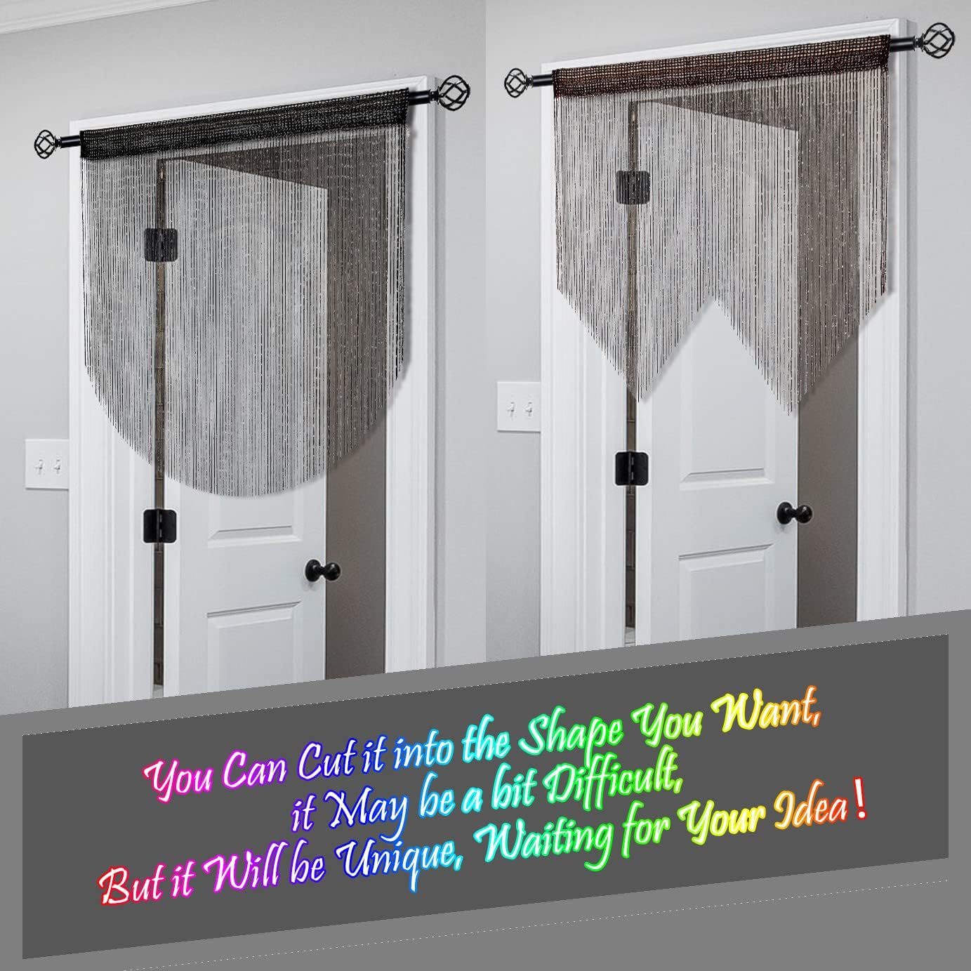 Colorful 2 Pack Sparkle String Door Curtains 100x200cm Glitter Sequin Tassel view 3