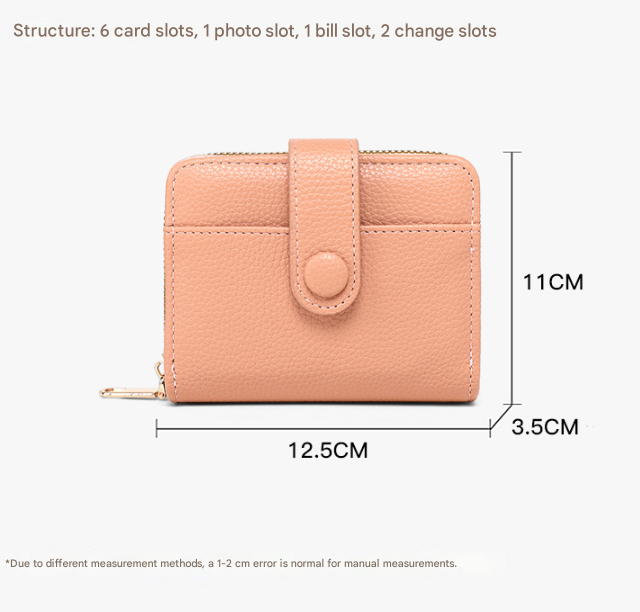 Red-brown Women's Short PU Leather Wallet 2 Pack - Fashion Lychee Grain Purse view 3