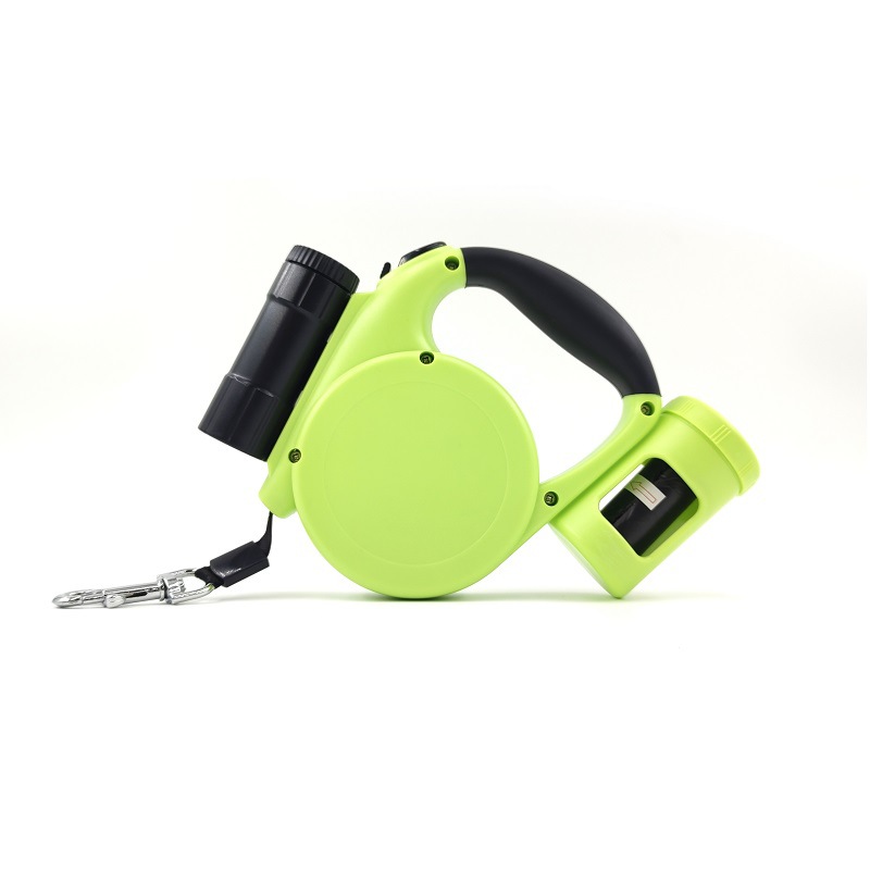 Green 3-in-1 Retractable Dog Leash with LED Flashlight and Waste Bag Dispenser — image 1