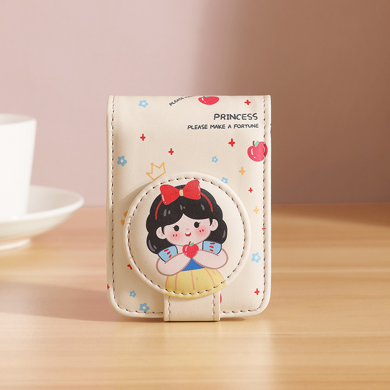 Princess 2 Pack Mini Lipstick Case with Mirror Cute Design Small Makeup Pouch