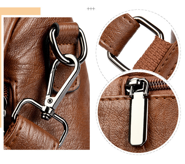 Brown Women's Anti-Theft Backpack Purse Soft Faux Leather Convertible Rucksack view 2