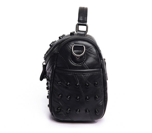 Women's Black Studded Handbag Soft PU Leather Crossbody Shoulder Bag with view 5