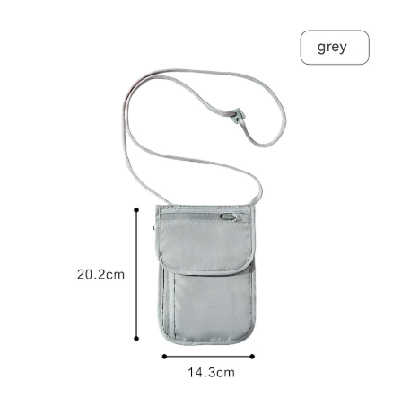 Grey 2 Pack RFID Blocking Travel Neck Pouch Passport Holder & Document