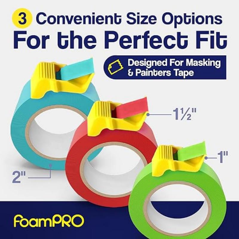 15 Pack Masking Tape Cutter Set (5 x 3 Sizes) Compact Clip-On Dispenser for 1"
