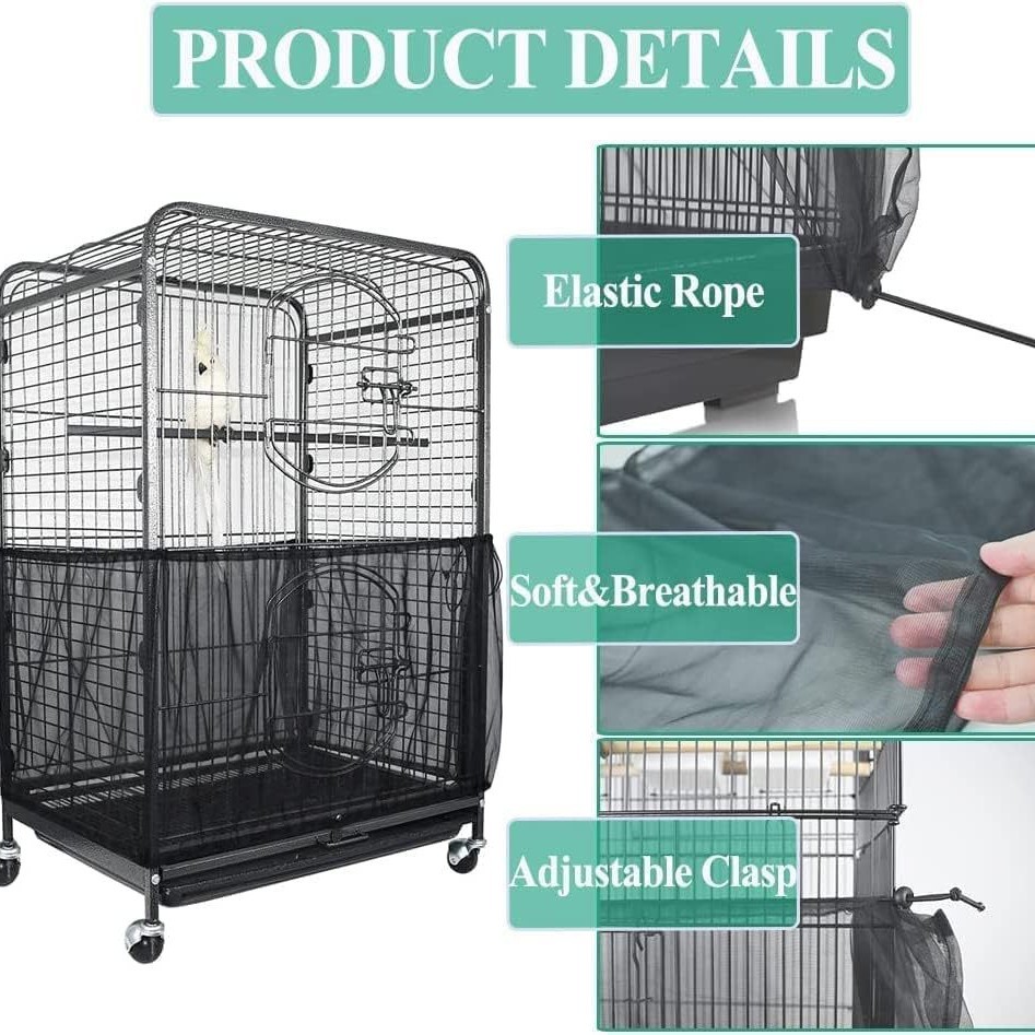 M White【Height 20, Circumference 170】 Large Bird Cage Seed Catcher Net Cover view 2