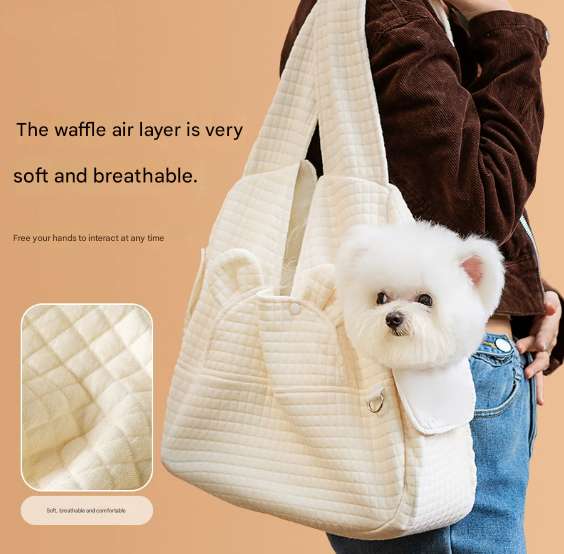 Small Pet Carrier Backpack Adjustable Cross-Back Sling Bag Hands-Free Front view 4