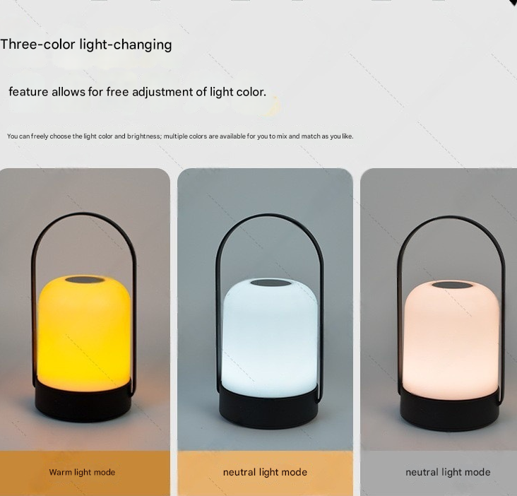 Black Portable LED Table Lamp Rechargeable Touch Dimmable Lantern 3 Colour view 3