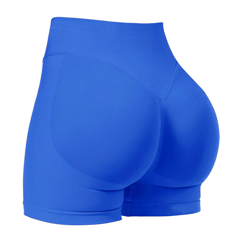 XL Electric Blue High-Elastic Hip Yoga Shorts - Seamless Mid-Intensity Pilates — image 1