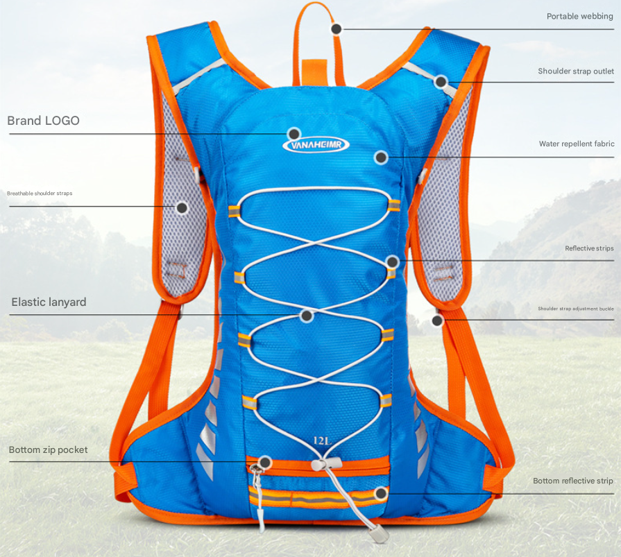 Green Lightweight Outdoor Sports Backpack Breathable Hiking Daypack Compact view 2
