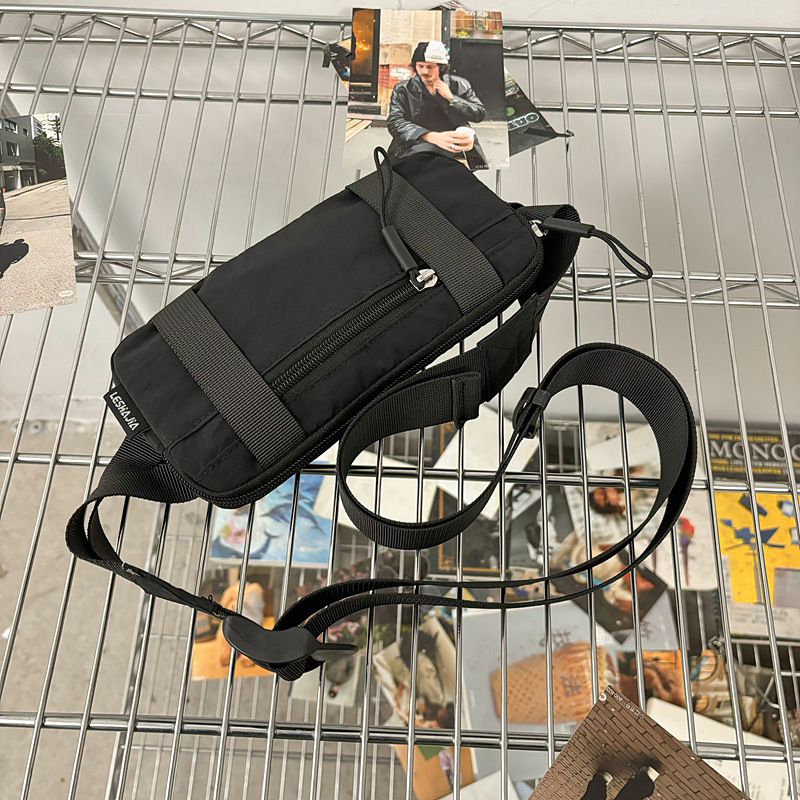 Black Unisex Mini Crossbody Waist Bag Lightweight Nylon Running Belt Phone