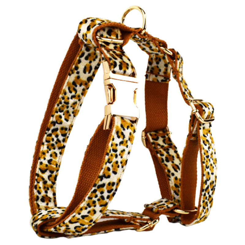 XS Luxury 5 Piece Dog Harness and Collar Set Leopard Print with Leash Bow Tie view 5
