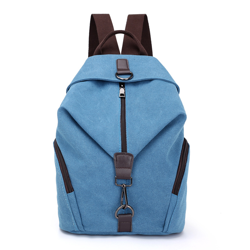 Blue Women's Vintage Canvas Backpack Casual Daypack Retro College School Bag