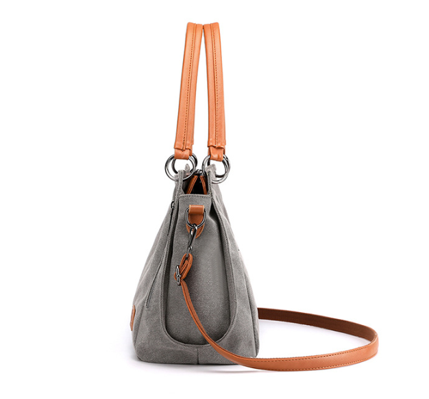 Khaki Women's Canvas Hobo Handbag Large Shoulder Tote Bag Adjustable Crossbody view 3