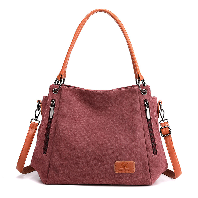 Purple Women's Canvas Hobo Handbag Large Shoulder Tote Bag Adjustable
